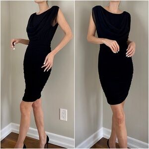 Alice + Olivia Ruched Bodycon Cowl Back Mini Black Dress size S